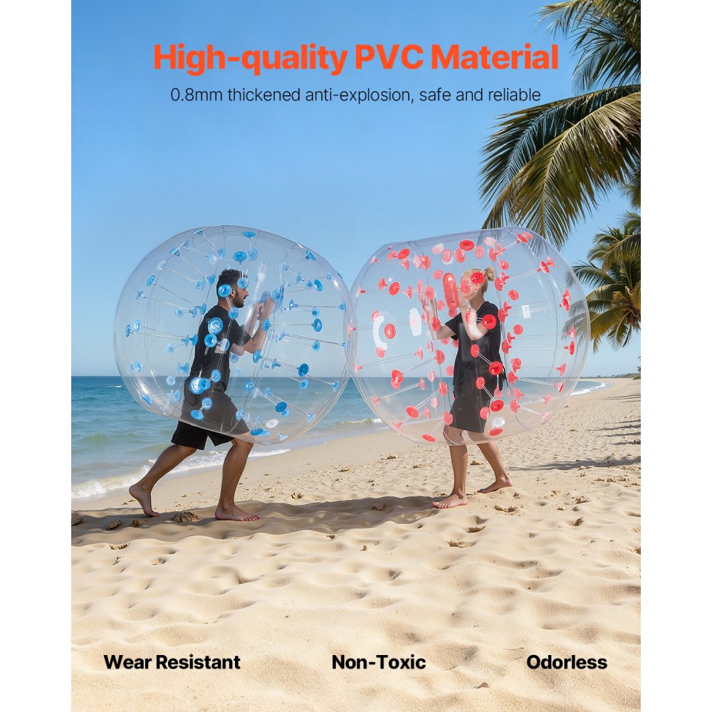 VEVOR Inflatable Bumper Balls 2-Pack, 5FT/1.5M Body Sumo Zorb Balls for Teen & Adult, 0.8mm Thick PVC Human Hamster