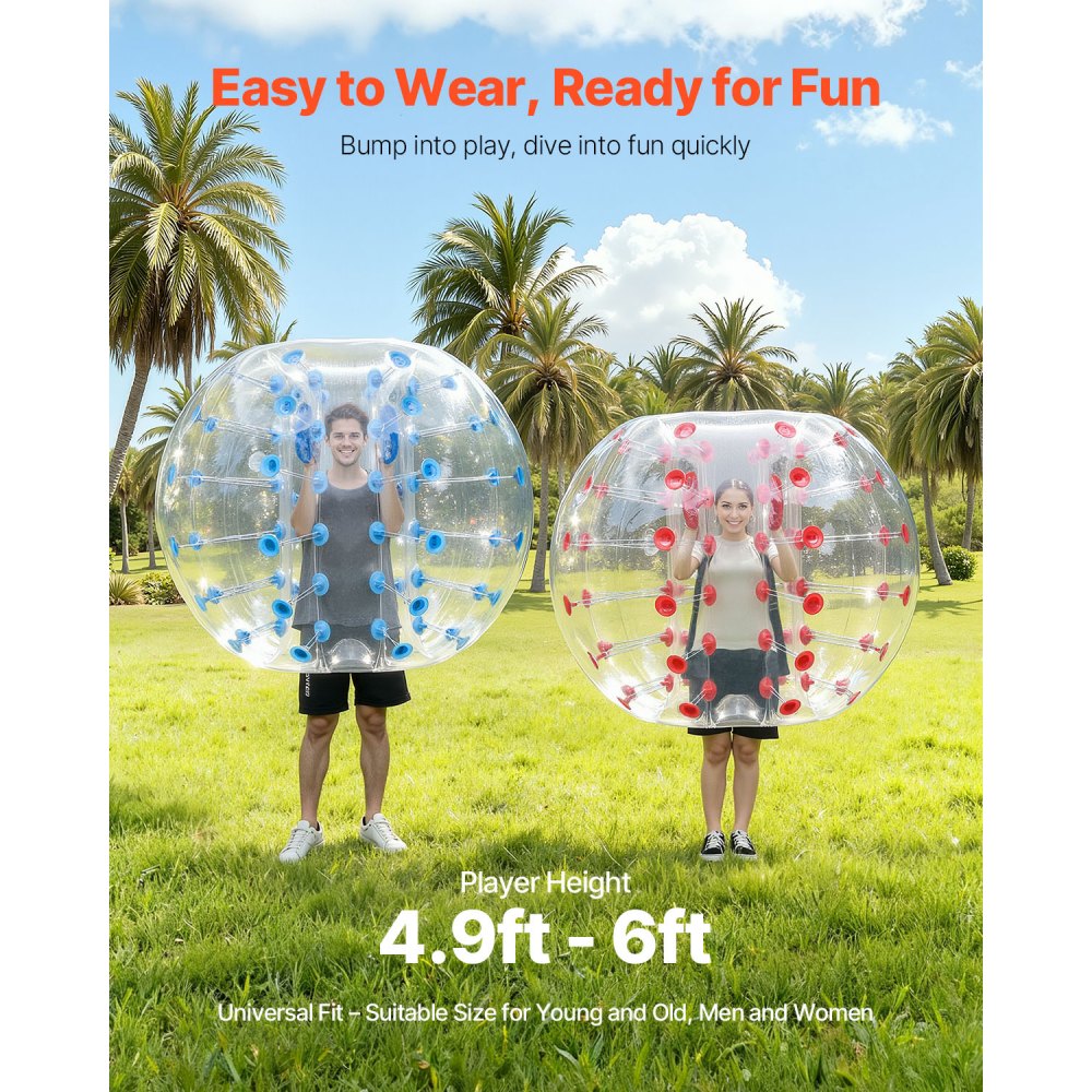 VEVOR Inflatable Bumper Balls 2-Pack, 5FT/1.5M Body Sumo Zorb Balls for Teen & Adult, 0.8mm Thick PVC Human Hamster