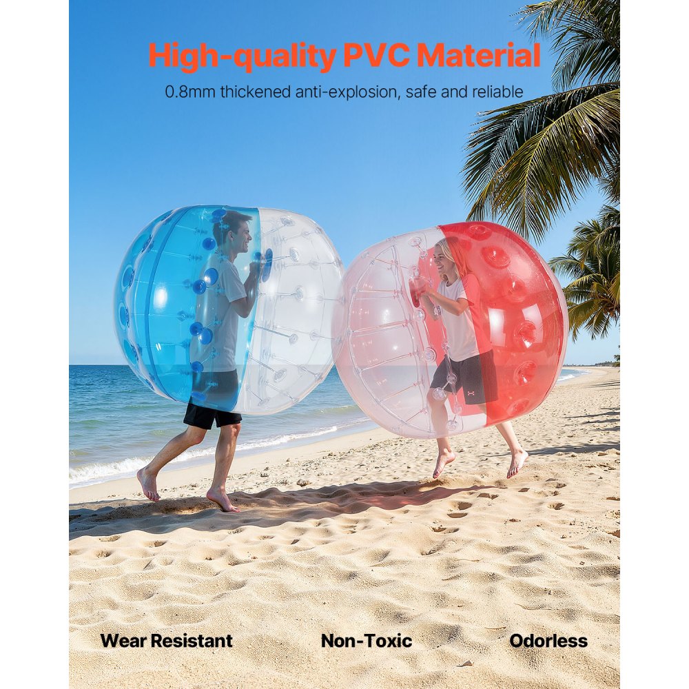 VEVOR Inflatable Bumper Balls 2-Pack, 5FT/1.5M Body Sumo Zorb Balls for Teen & Adult, 0.8mm Thick PVC Human Hamster