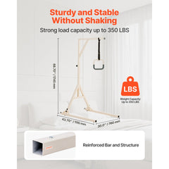 VEVOR Trapeze Bar for Bed Mobility, Height-Adjustable Bed Trapeze with 2 Casters, 350LBS Weight Capacity Heavy Duty