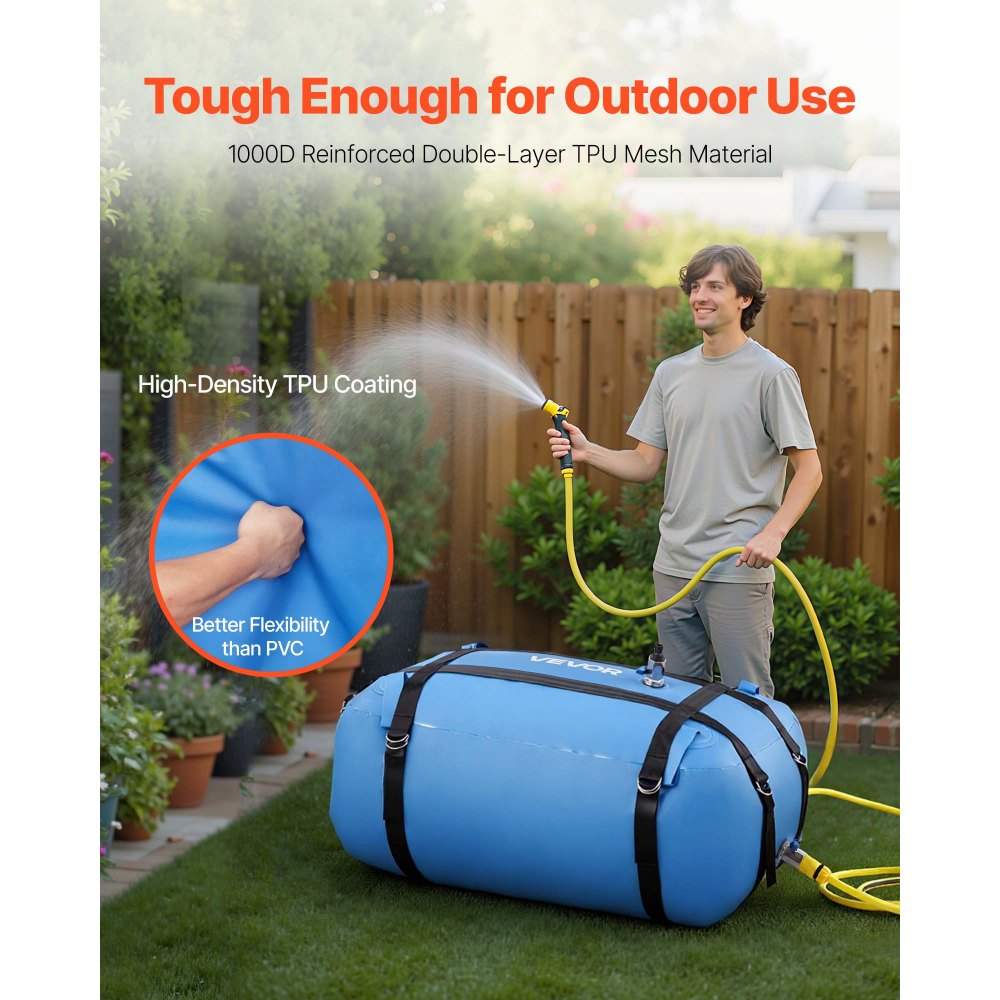 VEVOR Water Storage Bladder, 35 Gallon Large Capacity TPU Soft Water Bag, Portable & Collapsible Water Storage