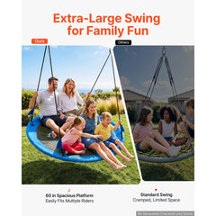 VEVOR Tree Swing 60" Saucer Swing for Kids & Adults 700 lbs Weight Capacity, for Backyard Outdoor & Indoor, 360°