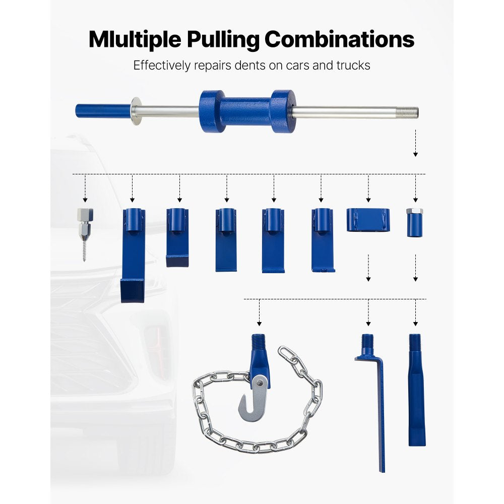 VEVOR Dent Puller Kit, 13 lbs 14-in-1 Slide Hammer Dent Removal Kit, Heavy-Duty Auto Body Truck Repair Automotive