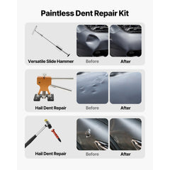 VEVOR Dent Puller Kit, 61 PCS Paintless Dent Removal Kit with Golden Lifter, Slide Hammer T-Bar, Glue Gun, Auto Body
