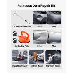 VEVOR Dent Puller Kit, 100 PCS Paintless Dent Removal Kit with Golden Lifter, Bridge Puller, Slide Hammer T-Bar, Glue