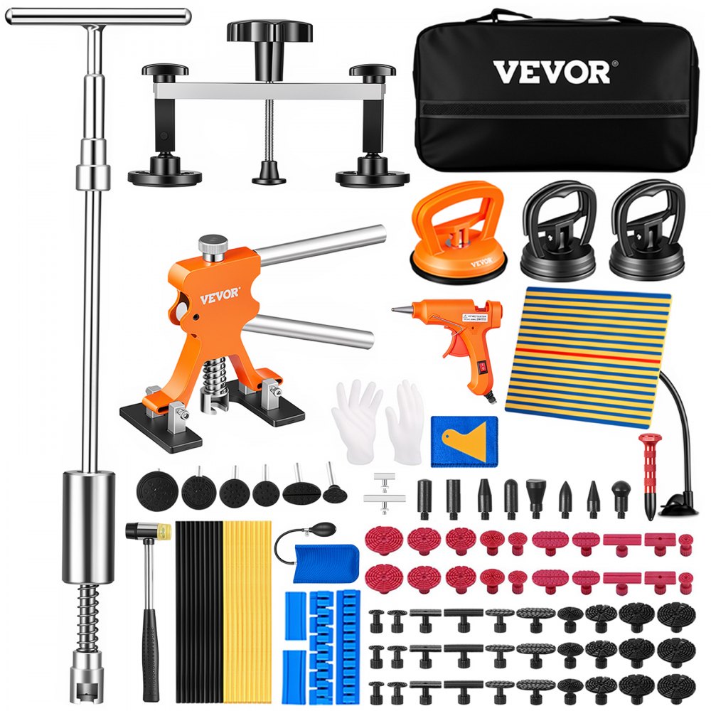 VEVOR 107 PCS Dent Removal Kit, Paintless Dent Repair Kit with Golden Lifter, Bridge Puller, Slide Hammer T-bar Dent