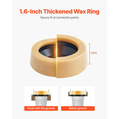 VEVOR Toilet Wax Ring Kit, 1.6-Inch Extra Thick Wax Ring for Toilet Bowls with Rust-Resistant Brass Bolts, Caps and