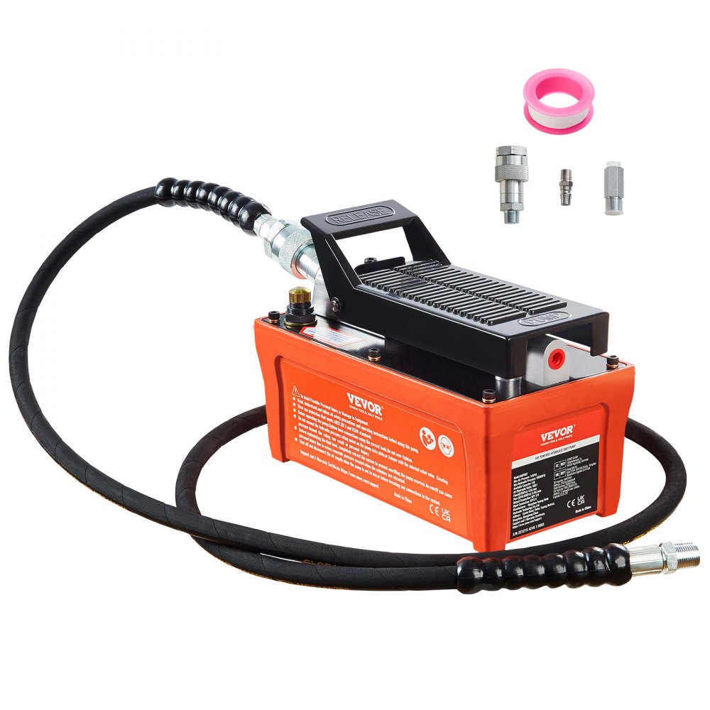 VEVOR Air Hydraulic Pump, 10,000 PSI 1/2 Gal Reservoir, NPT 3/8" Oil Outlet, NPT 1/4" Inlet, 6.6 ft Pipe, Foot Actuated