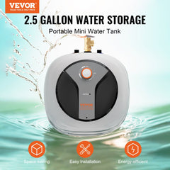 VEVOR Electric Mini-Tank Water Heater 2.5-Gallon Tank, 1440W Hot Water Boiler Storage, Safety Temperature Pressure