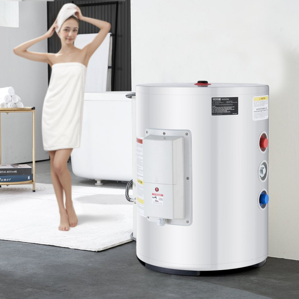 VEVOR Electric Water Heater, 10 Gallon Tank Instant Hot Water Heater, 1.6Kw Tankless Water Heater w/ LED Display,Knob