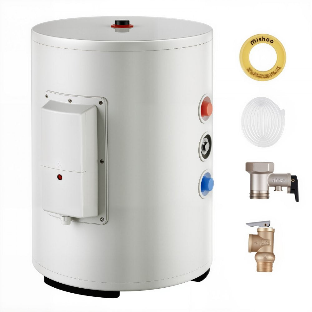 VEVOR Electric Water Heater, 10 Gallon Tank Instant Hot Water Heater, 1.6Kw Tankless Water Heater w/ LED Display,Knob