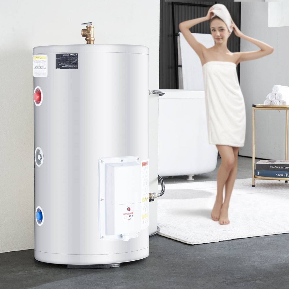 VEVOR Electric Water Heater, 18 Gallon Tank Instant Hot Water Heater, 1.6Kw Tankless Water Heater w/ LED Display,Knob