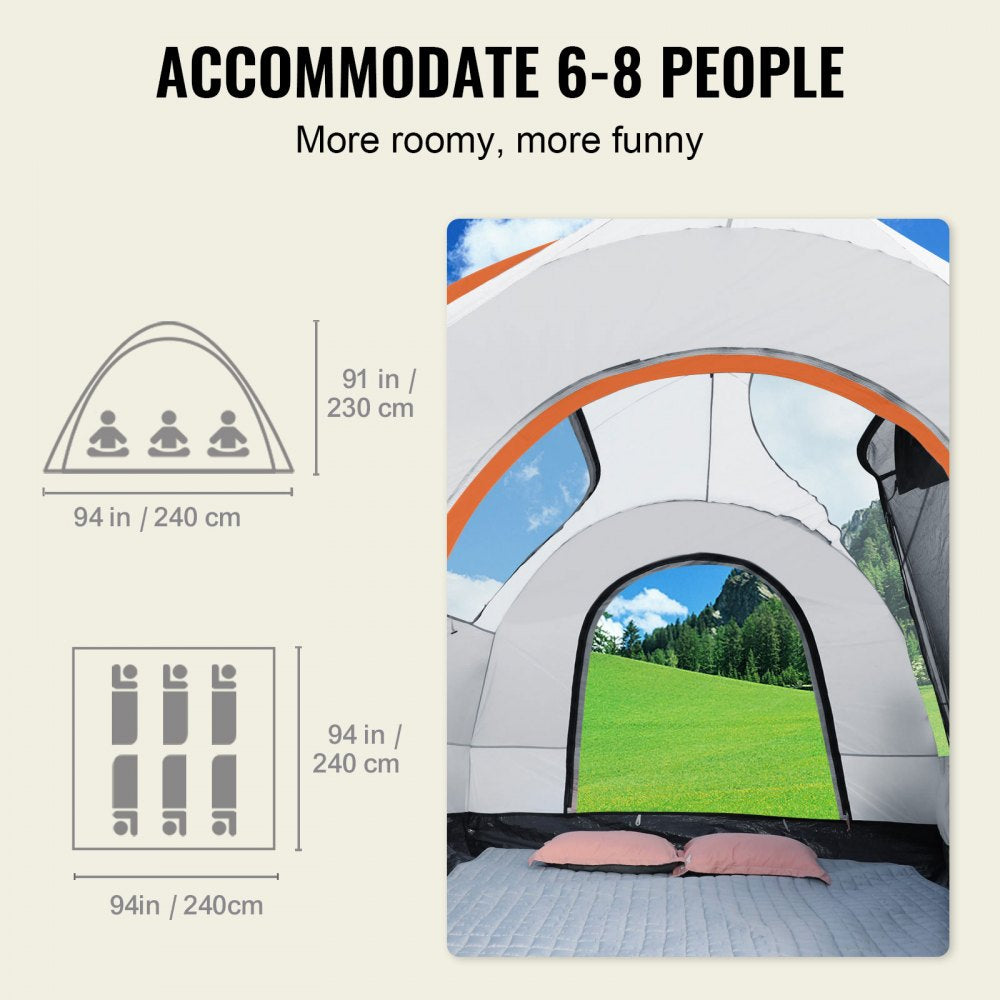 VEVOR SUV Camping Tent, 8'-8' SUV Tent Attachment for Camping with Rain Layer and Carry Bag, PU2000mm Double Layer