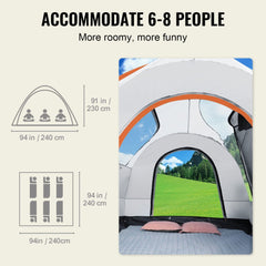 VEVOR SUV Camping Tent, 8'-8' SUV Tent Attachment for Camping with Rain Layer and Carry Bag, PU2000mm Double Layer