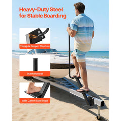 VEVOR Boat Trailer Steps, 3-Step, Heavy-Duty Boat Trailer Steps with Handle, Non-Slip Surface, 3 Mounting Angle