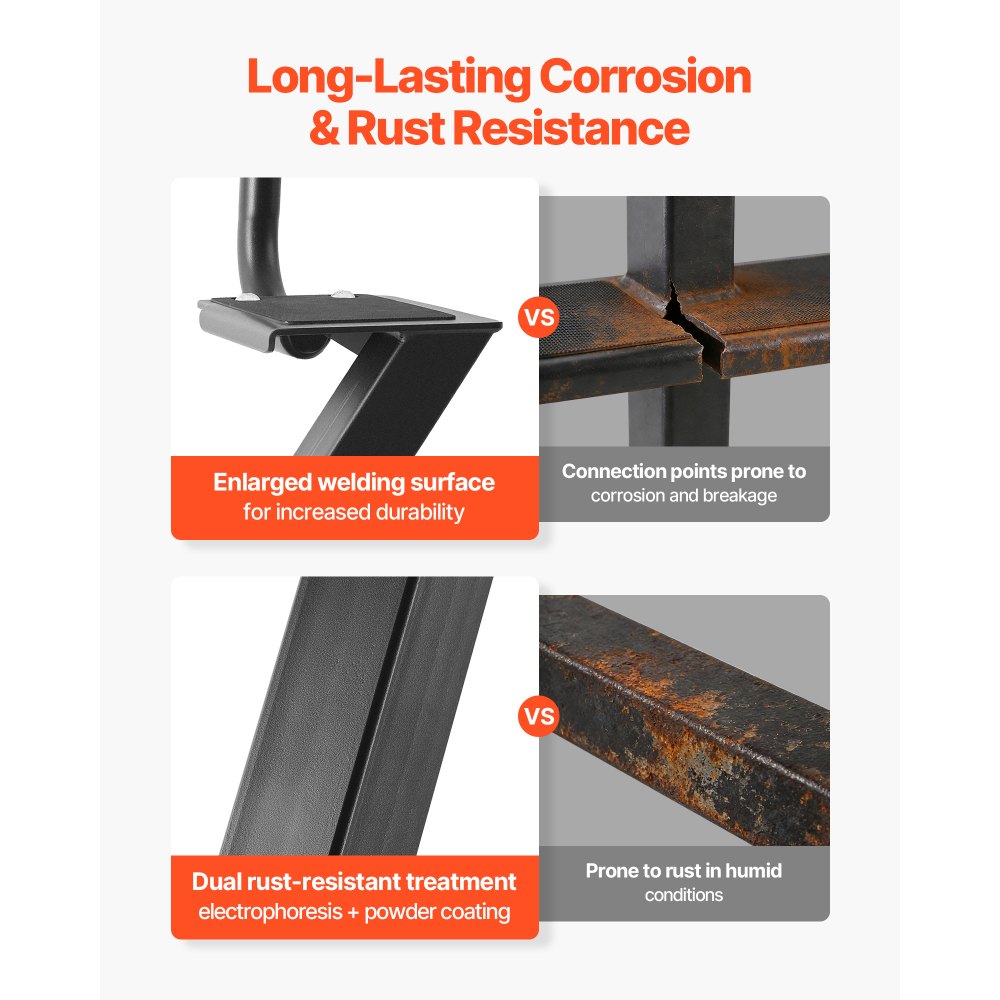 VEVOR Boat Trailer Steps, 3-Step, Heavy-Duty Boat Trailer Steps with Handle, Non-Slip Surface, 3 Mounting Angle