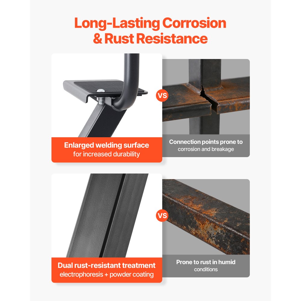 VEVOR Boat Trailer Steps, 3-Step, Heavy-Duty Boat Trailer Steps with Handle, Non-Slip Surface, 3 Mounting Angle