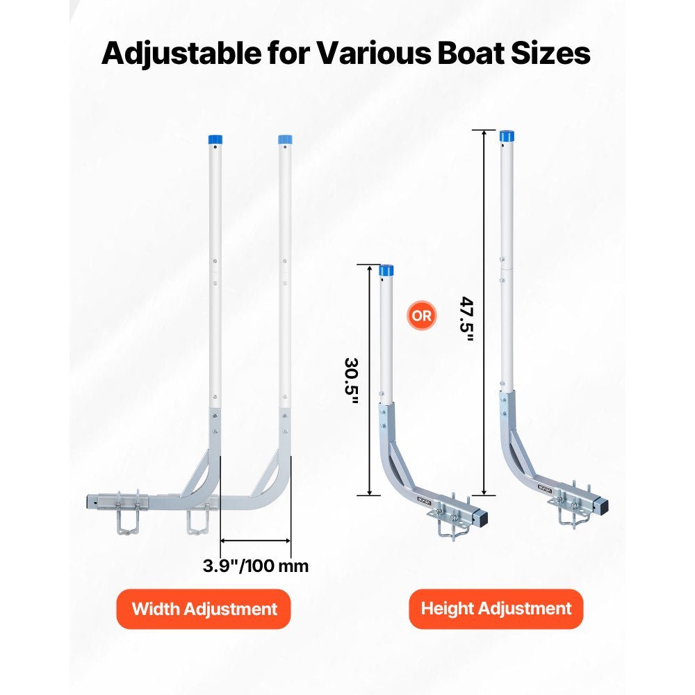 VEVOR Boat Trailer Guides, 30.5 in/47.5 in Height Guide Poles, 2PCS High-Hardness Steel Trailer Guide-Ons, Adjustable