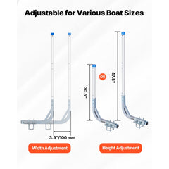 VEVOR Boat Trailer Guides, 30.5 in/47.5 in Height Guide Poles, 2PCS High-Hardness Steel Trailer Guide-Ons, Adjustable