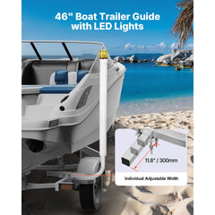 VEVOR Boat Trailer Guide, 46 in with LED Light Trailer Guide Poles, 2PCS High-Hardness Steel Guide-Ons, Wide Adjustable