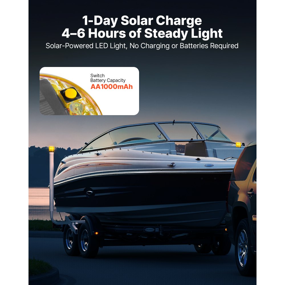 VEVOR Boat Trailer Guide, 46 in with LED Light Trailer Guide Poles, 2PCS High-Hardness Steel Guide-Ons, Wide Adjustable