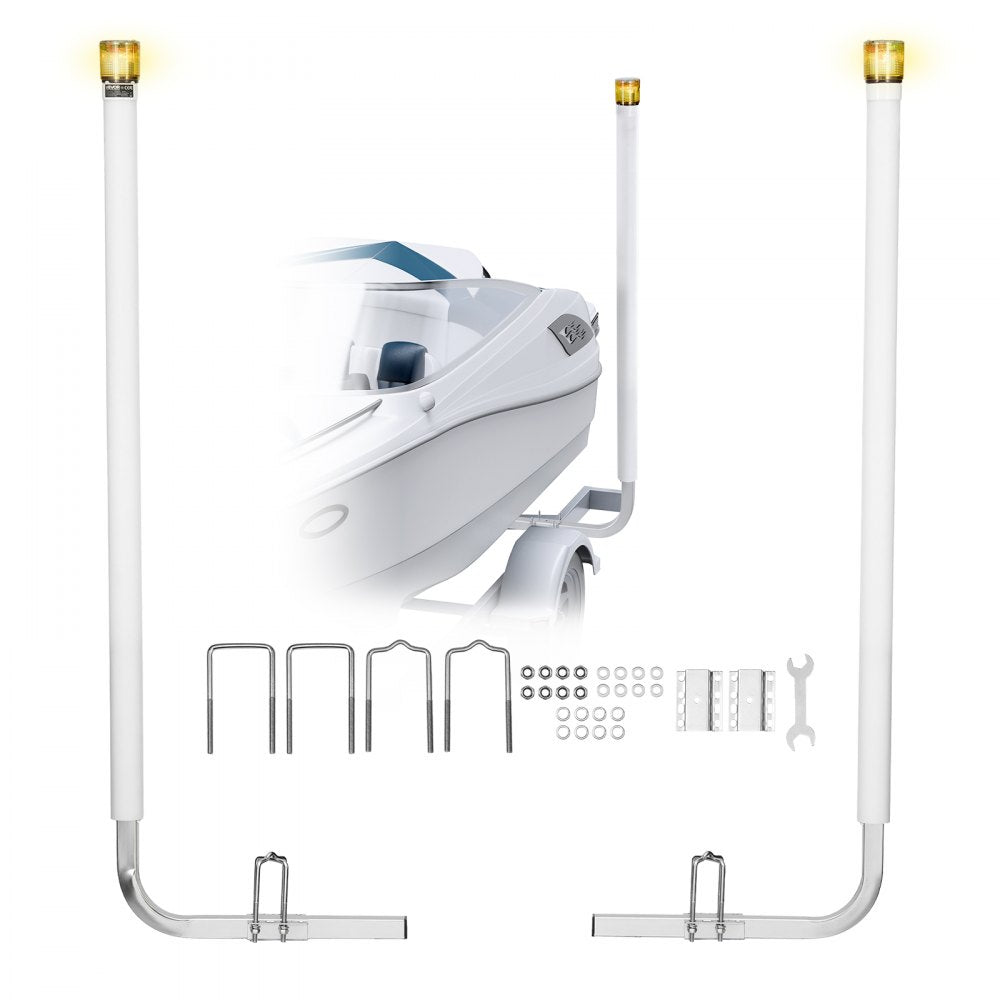 VEVOR Boat Trailer Guide, 65.7 in with LED Light Trailer Guide Poles, 2PCS High-Hardness Steel Guide-Ons, Wide