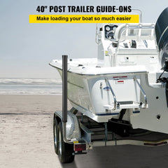 VEVOR Boat Trailer Guide-ons, 40", 2PCS Rustproof Galvanized Steel Trailer Guide ons, Trailer Guides with Black PVC