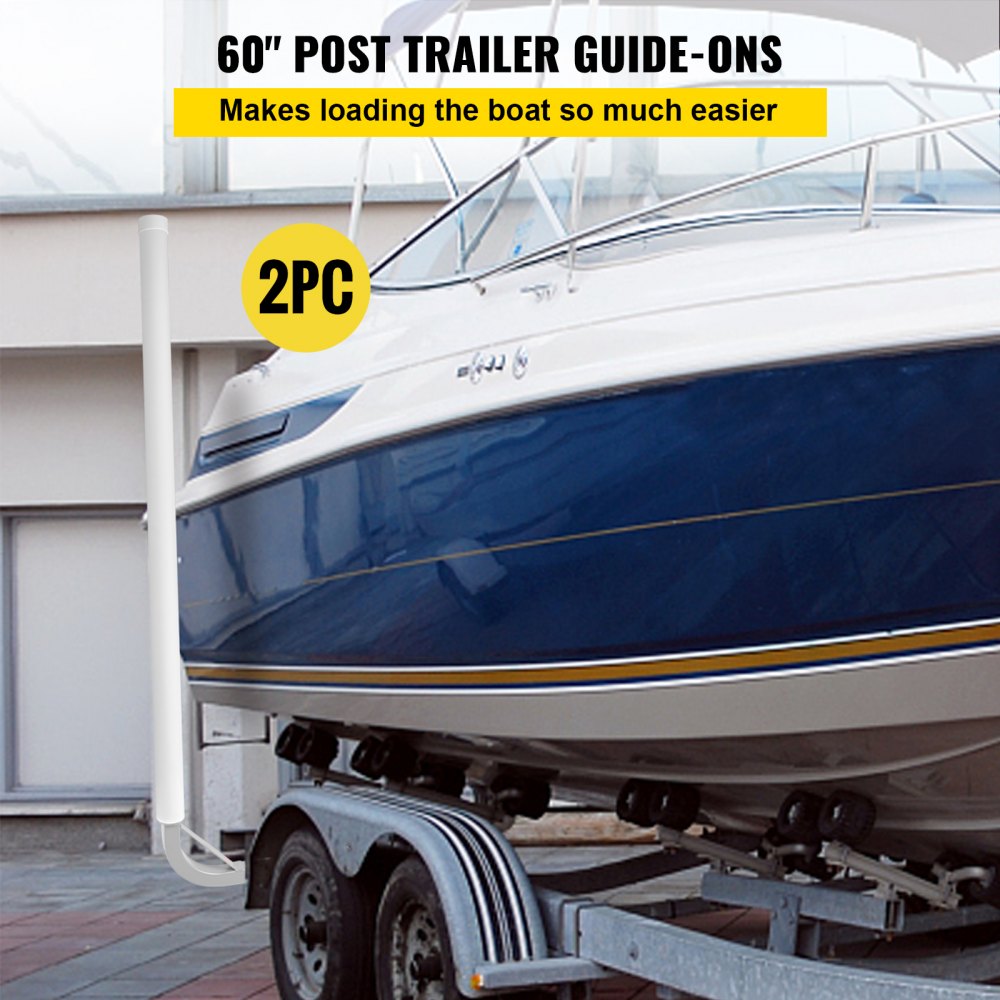 VEVOR Boat Trailer Guide-on, 60", 2PCS Steel Trailer Post Guide ons, with White PVC Tube Covers, Complete Mounting