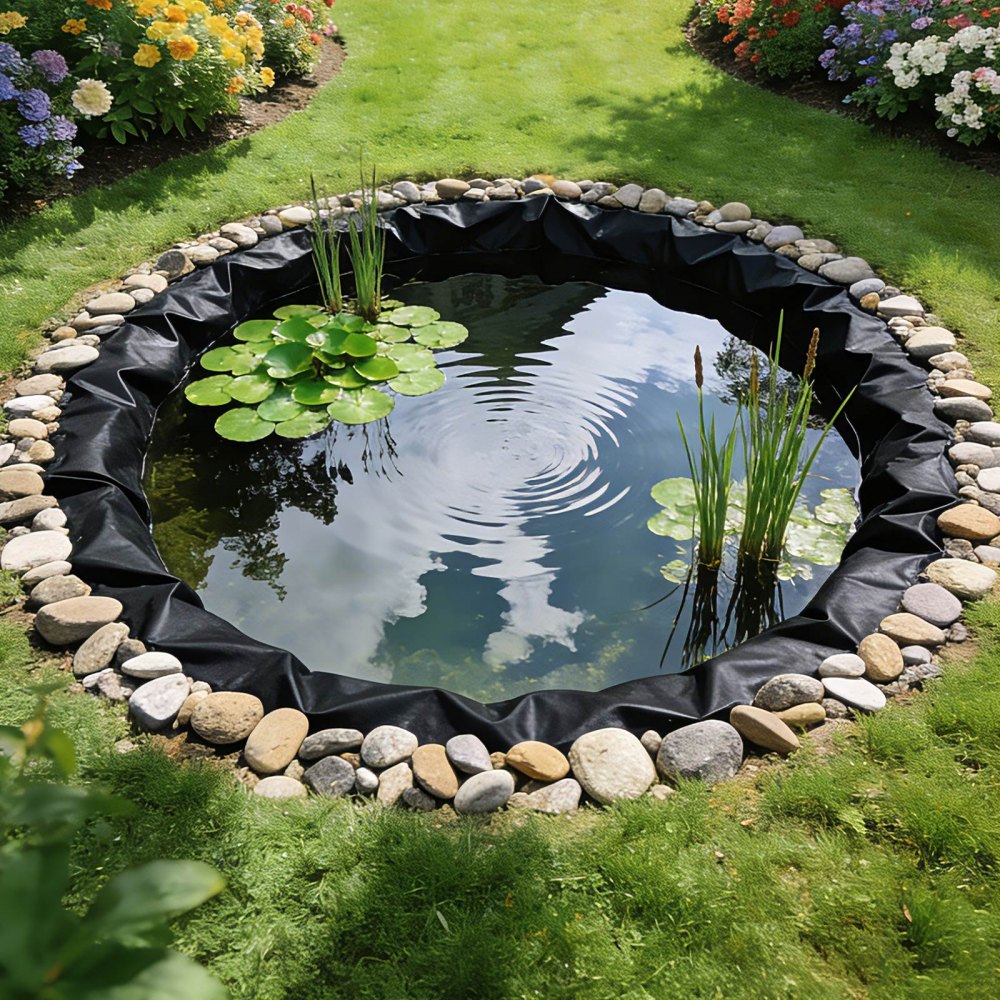 VEVOR 25 x 30 ft Pond Liner, 14 Mil Thickness, 3-Layer Reinforced PE Fish Koi Pond Liner for Outdoor Ponds, with Hemmed