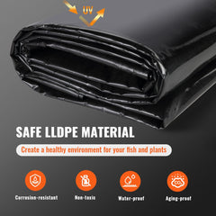 VEVOR Pond Liner, 10 x 13 ft 20 Mil Thickness, Pliable LLDPE Material Pond Skins, Easy Cutting Underlayment for Fish or