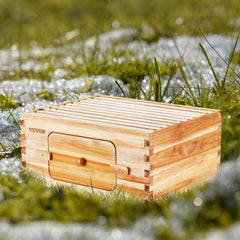 VEVOR Bee Hive Deep Box Starter Kit, 100% Beeswax Coated Natural Fir Wood, Langstroth Beehive Kit with 10 Frames and