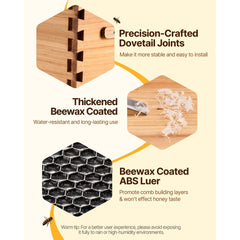 VEVOR Bee Hive 20 Frame Bee Hives Starter Kit, Beeswax Coated Fir Wood, 1 Deep + 1 Medium Bee Boxes Langstroth Beehive