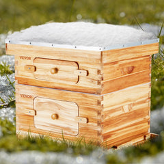 VEVOR Bee Hive 20 Frame Bee Hives Starter Kit, Beeswax Coated Fir Wood, 1 Deep + 1 Medium Bee Boxes Langstroth Beehive