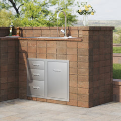 VEVOR Outdoor Kitchen Door Drawer Combo 29.5" W x 22.6" H x 21.7''D, Access Door/Triple Drawers with Propane Drawer and