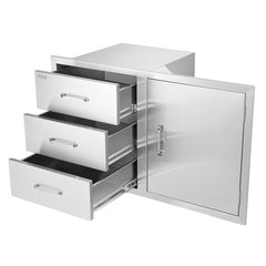 VEVOR Outdoor Kitchen Door Drawer Combo 38.1''W x 22.6''H x 20.8''D, BBQ Access Door/Triple Drawers Combo with