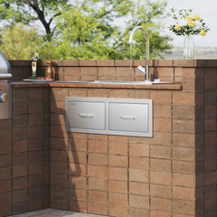 VEVOR Outdoor Kitchen Drawers 30" W x 10" H x 20" D, Horizontal Double BBQ Access Drawers Stainless Steel with Handle