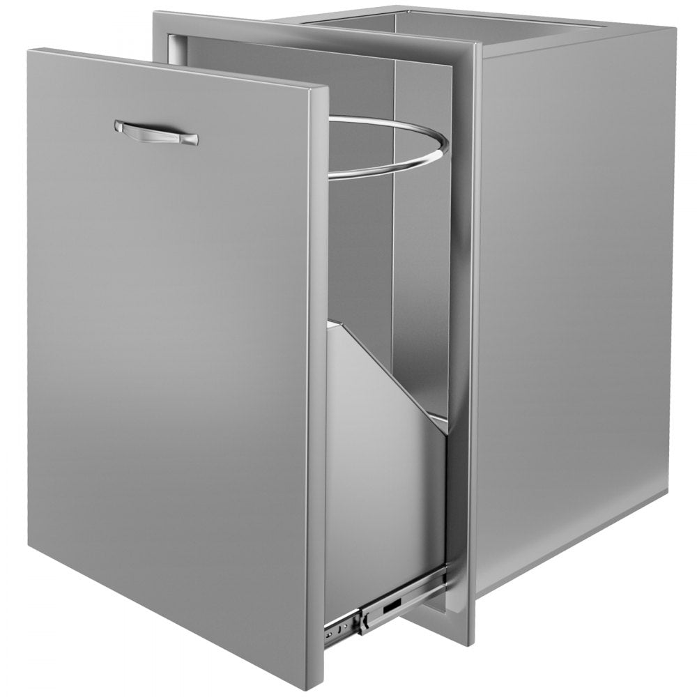 VEVOR Pull Out Trash Drawer 19.7W x 26.5H Inch Outdoor Kitchen Drawers Stainless Steel with Trash Bag Ring for BBQ