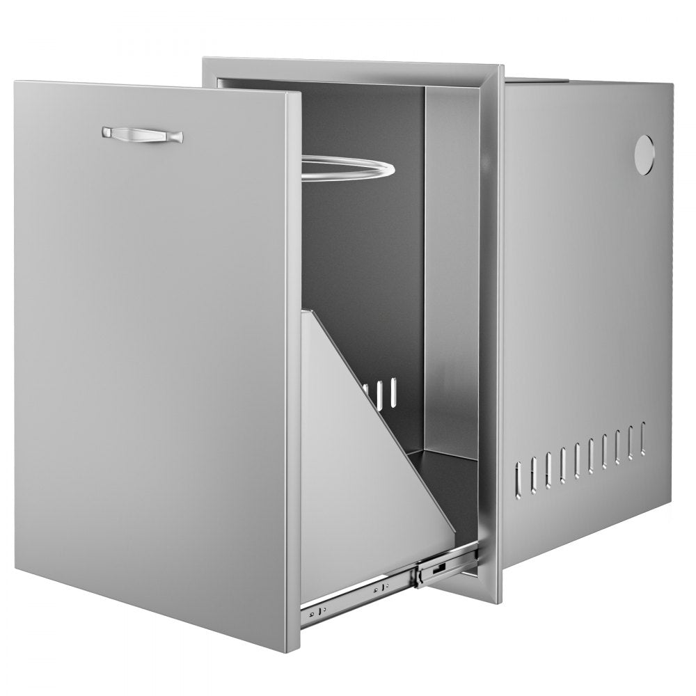 VEVOR Outdoor Kitchen Drawer 16Wx24.4Hx16D Inch Stainless Steel Pull Out Trash Drawer with Handle for Outdoor Kitchen