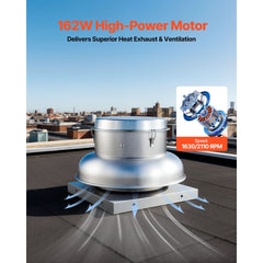 VEVOR Roof Exhaust Fan, Attic Vent Fan with High-Power Motor, 21 inch Fan Base Heavy-Duty Aluminum Alloy, Speed Control