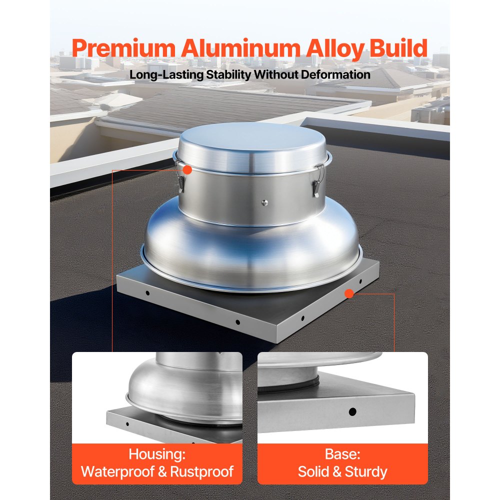 VEVOR Roof Exhaust Fan, Attic Vent Fan with High-Power Motor, 21 inch Fan Base Heavy-Duty Aluminum Alloy, Speed Control