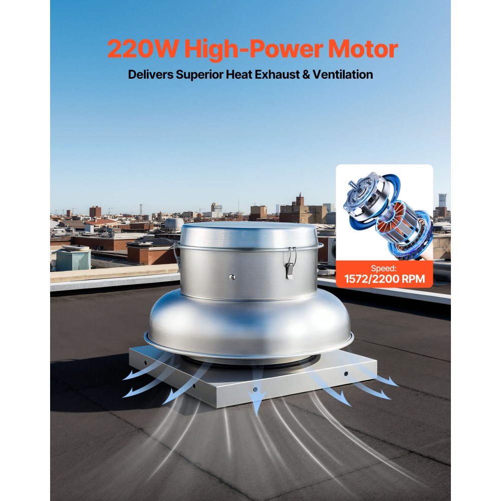 VEVOR Roof Exhaust Fan, Attic Vent Fan with High-Power Motor, 21 inch Fan Base Heavy-Duty Aluminum Alloy, Speed Control