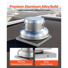 VEVOR Roof Exhaust Fan, Attic Vent Fan with High-Power Motor, 21 inch Fan Base Heavy-Duty Aluminum Alloy, Speed Control