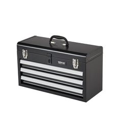VEVOR Metal Tool Box, 20.5-inch, Portable Metal Tool Box with 3 Drawers, Small Tool Chest with EVA Liners, Ball Bearing
