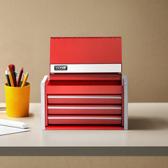 VEVOR Metal Tool Box, 8.6-inch, Portable Metal Tool Box with 3 Drawers, Small Tool Chest with EVA Liners and PP Feet