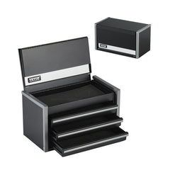 VEVOR Metal Tool Box, 8.6-inch, Portable Metal Tool Box with 3 Drawers, Small Tool Chest with EVA Liners and PP Feet