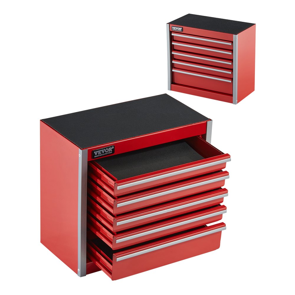 VEVOR Metal Tool Box, 8.6-inch, Portable Metal Tool Box with 5 Drawers, Small Tool Chest with EVA Liners and PP Feet