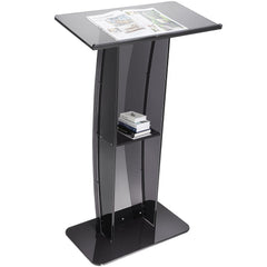 VEVOR Acrylic Podium, 47" Acrylic Podium Stand with Wide Reading Surface & Storage Shelf, Floor-standing Clear Pulpits