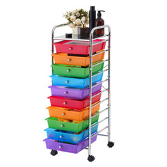 VEVOR Rolling Cart with Drawers, 10 Drawer Storage Organizer, Mobile Utility Cart with Steel Frame, Universal Casters &