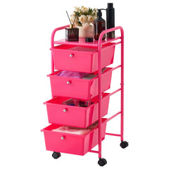 VEVOR Rolling Cart with Drawers, 4 Drawer Storage Organizer, Mobile Utility Cart with Steel Frame, Universal Casters &