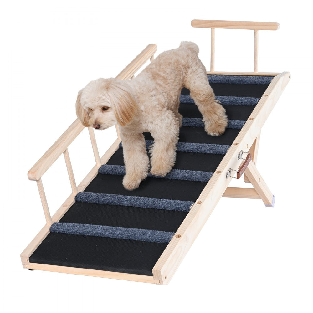 VEVOR Dog Ramp, Folding Pet Ramp for Bed, Adjustable Dog Ramp for Small, Large, Old Dogs & Cats, Wooden Pet Ramp with